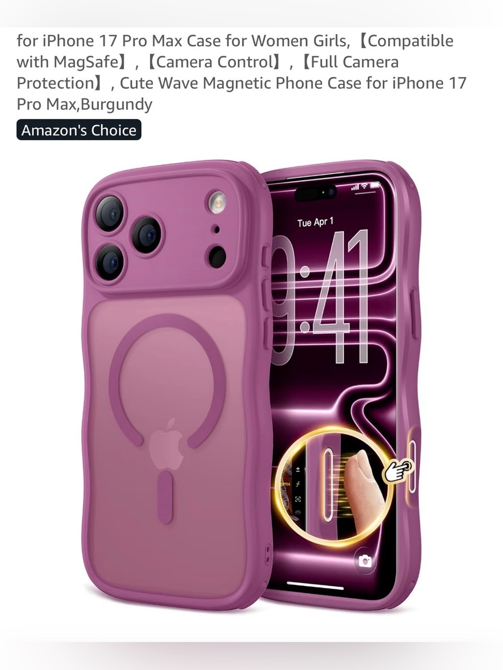 I phone 17 Pro Max case compatible with magsafe burgundy NEW